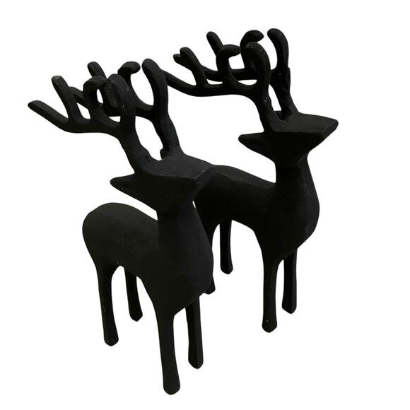 Set of 2 Black Metal Christmas Reindeer 11in Made in India Holiday Decor New - Picture 6 of 16